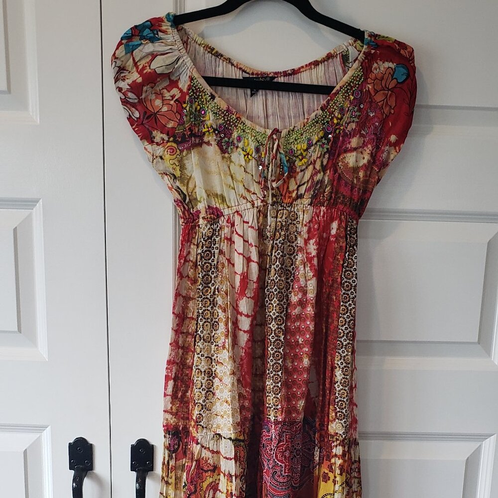 NWT: Anthropologie- Chaudry KC Tie Front Maxi Dress Size Small